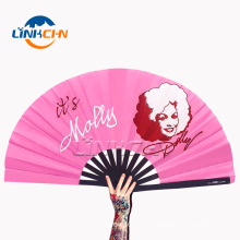 Promotional bamboo frame fabric hand fan custom printed folding hand fan